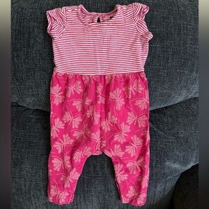 Tea Collection Pink and White Striped Baby Romper